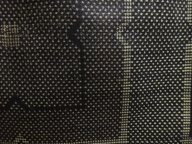 JAPANESE KIMONO / ANTIQUE KIMONO / SILK / DORO OSHIMA TSUMUGI (5 maruki) / WOVEN GEOMETRIC